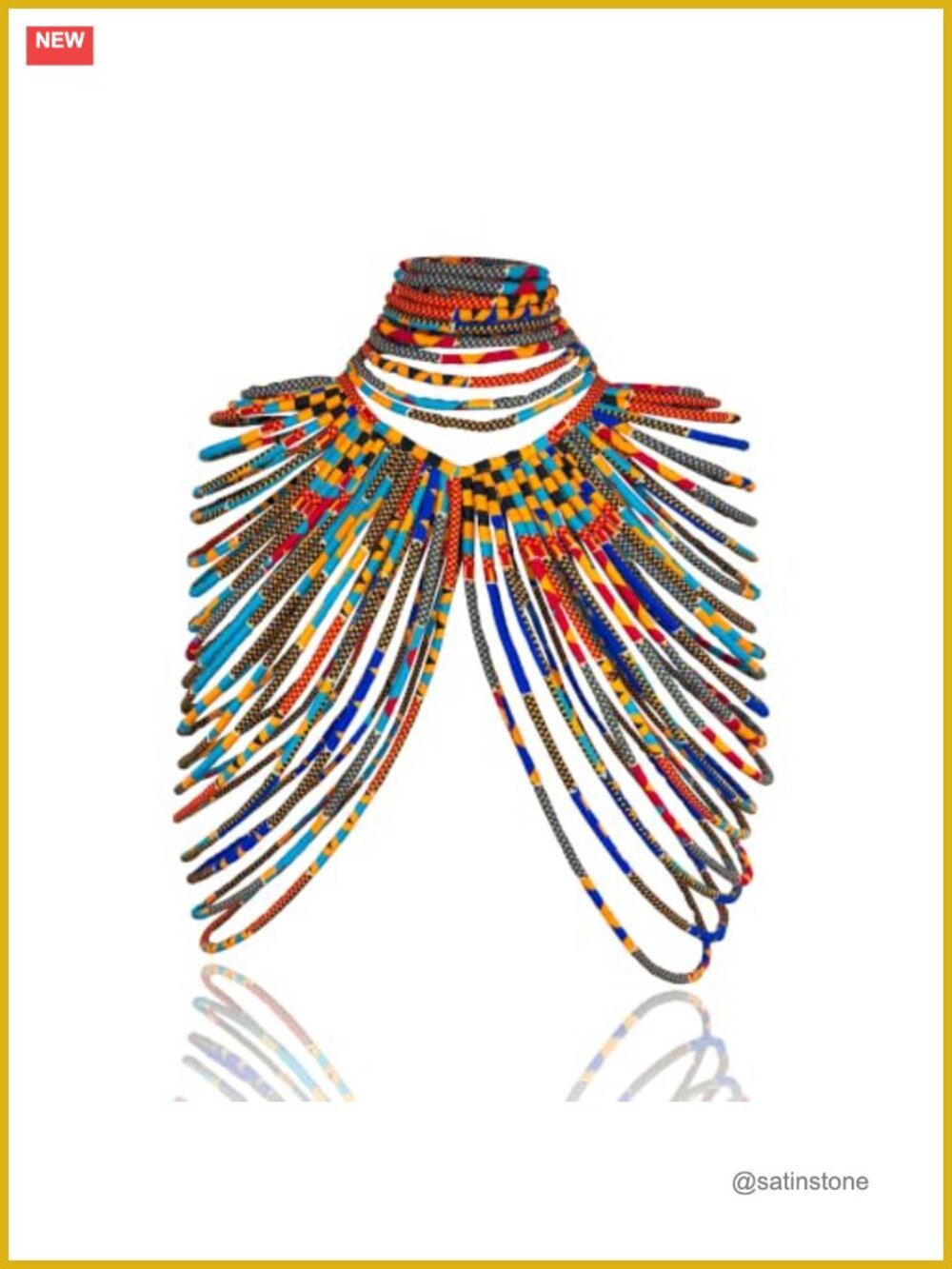Ankara Fabric Shawl Necklace Set Multi-Strand Cotton Statement Women